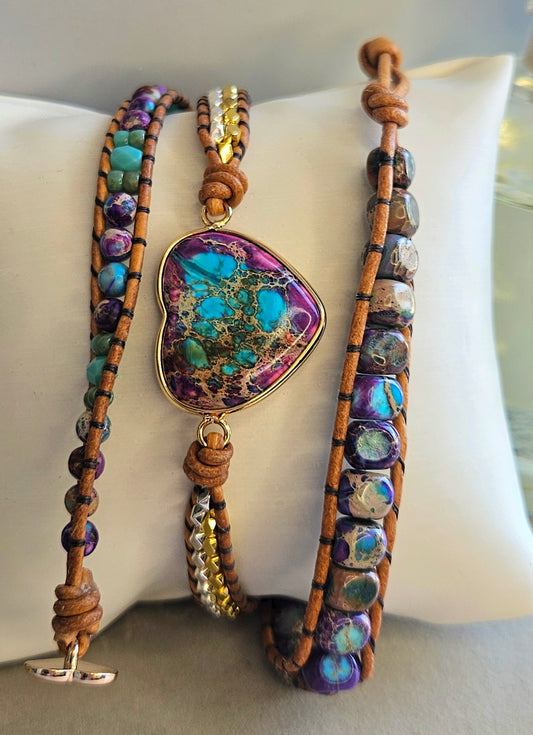 Bracelet coeur turquoise