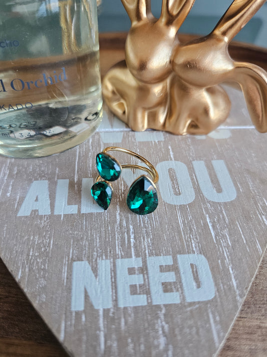 Bague cristal vert élégante