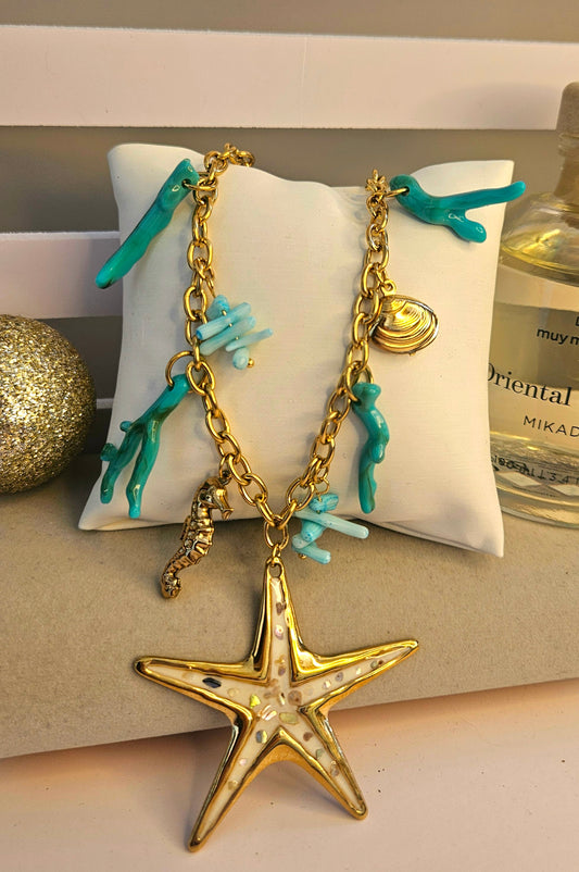 Collier etoile et turquoise