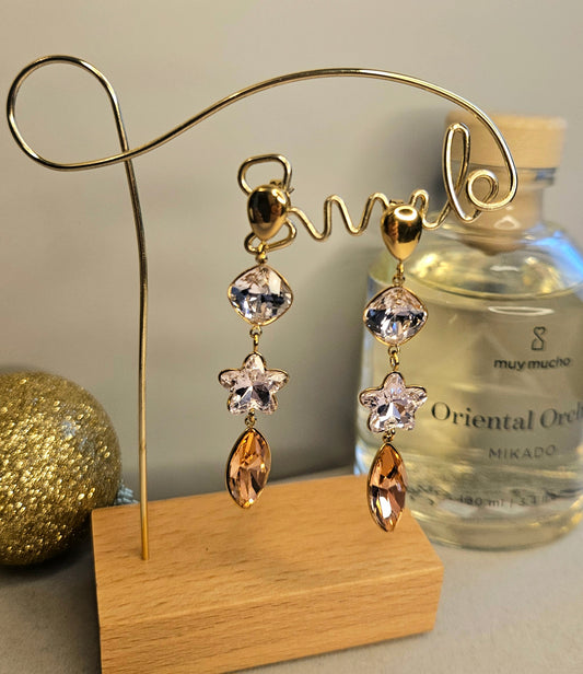 Boucles d'oreilles etoile cristal rose