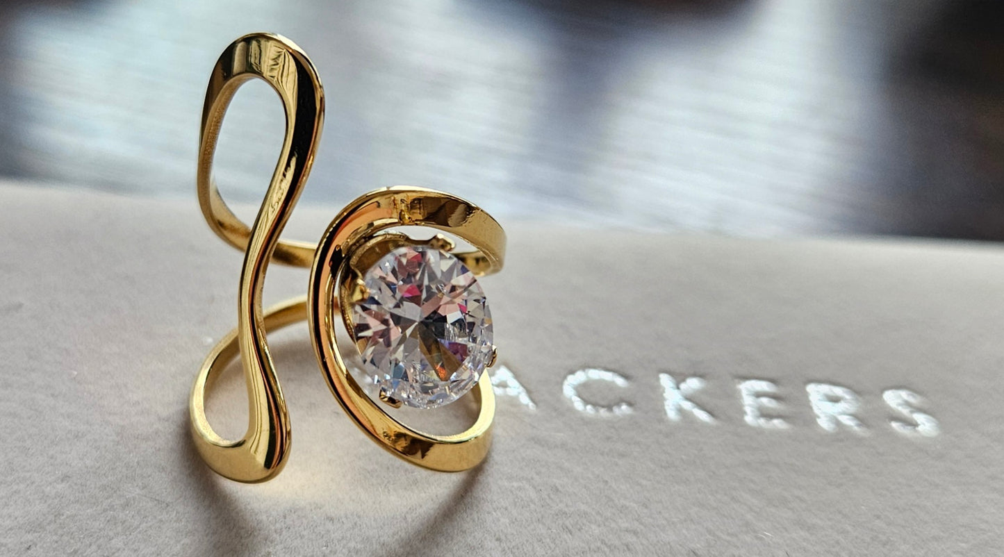 Bague cristal argent vague jumelle