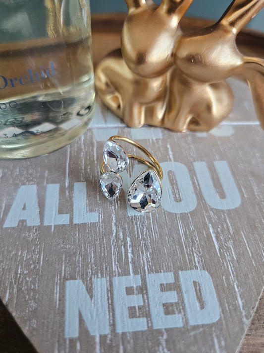 Bague cristal argent élégante