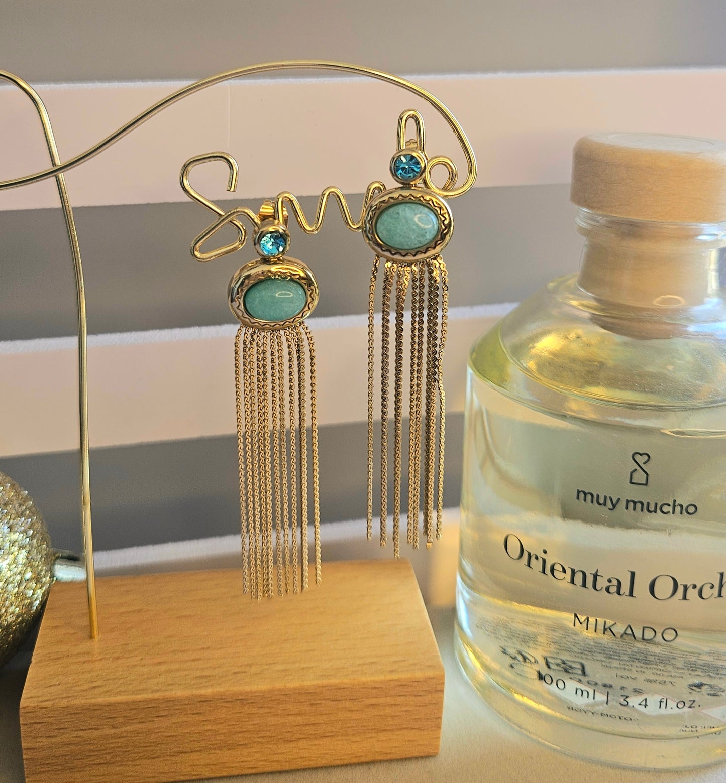 Boucles d'oreilles turquoise chaîne pendante