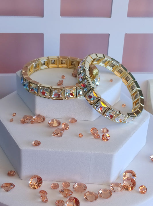 Bracelet cristal champagne irise