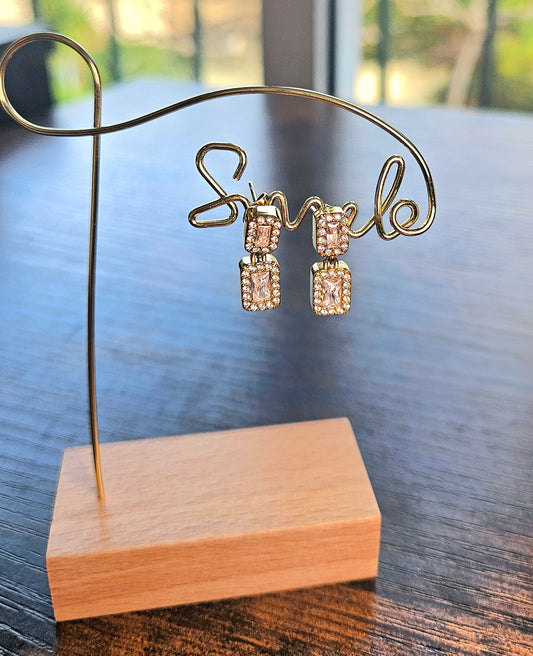 Boucles d'oreilles rectangles cristal blanc