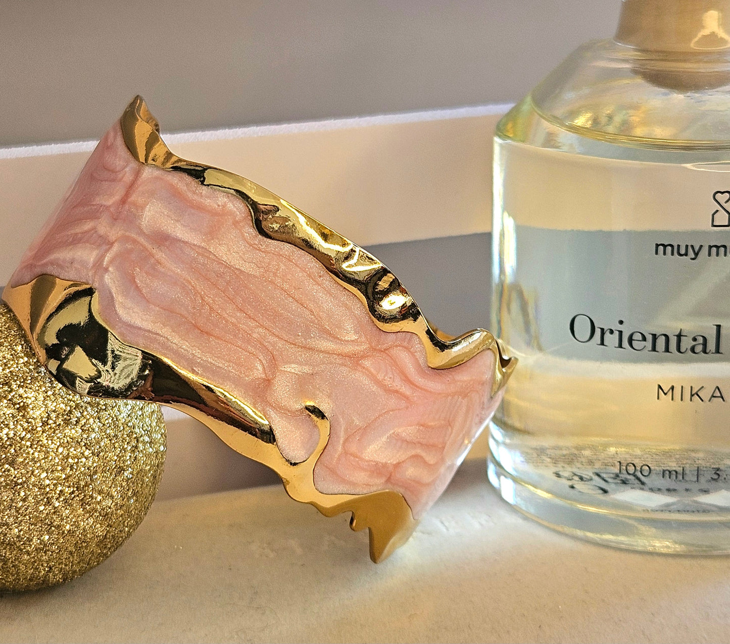 Bracelet manchette rose irise