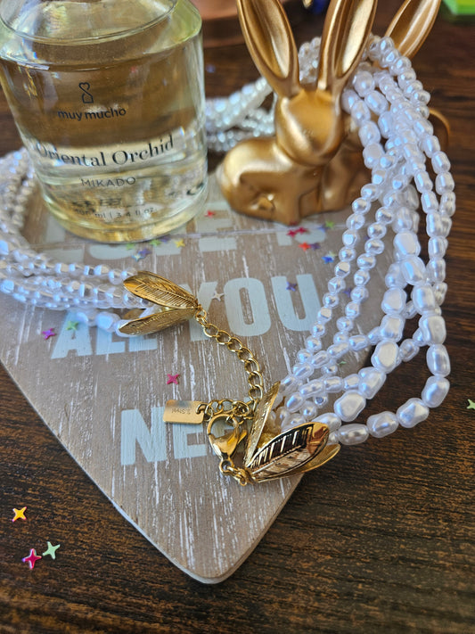 Collier multi chaîne perle