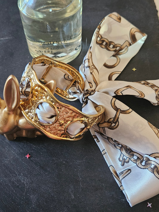 Bracelet manchette foulard champagne