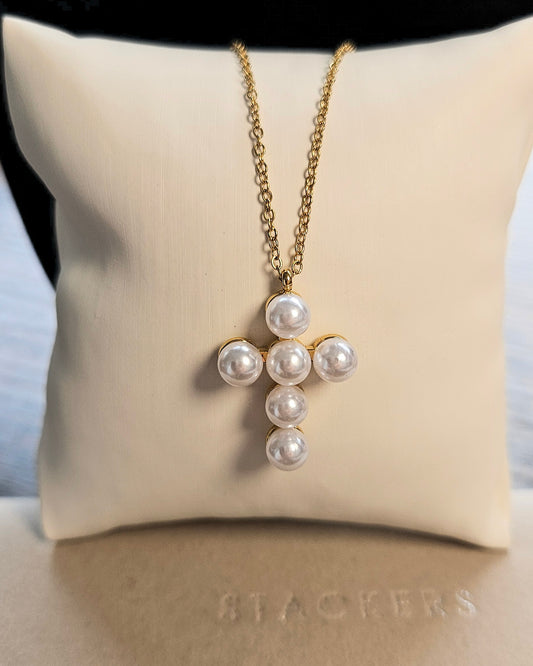 Collier croix perle