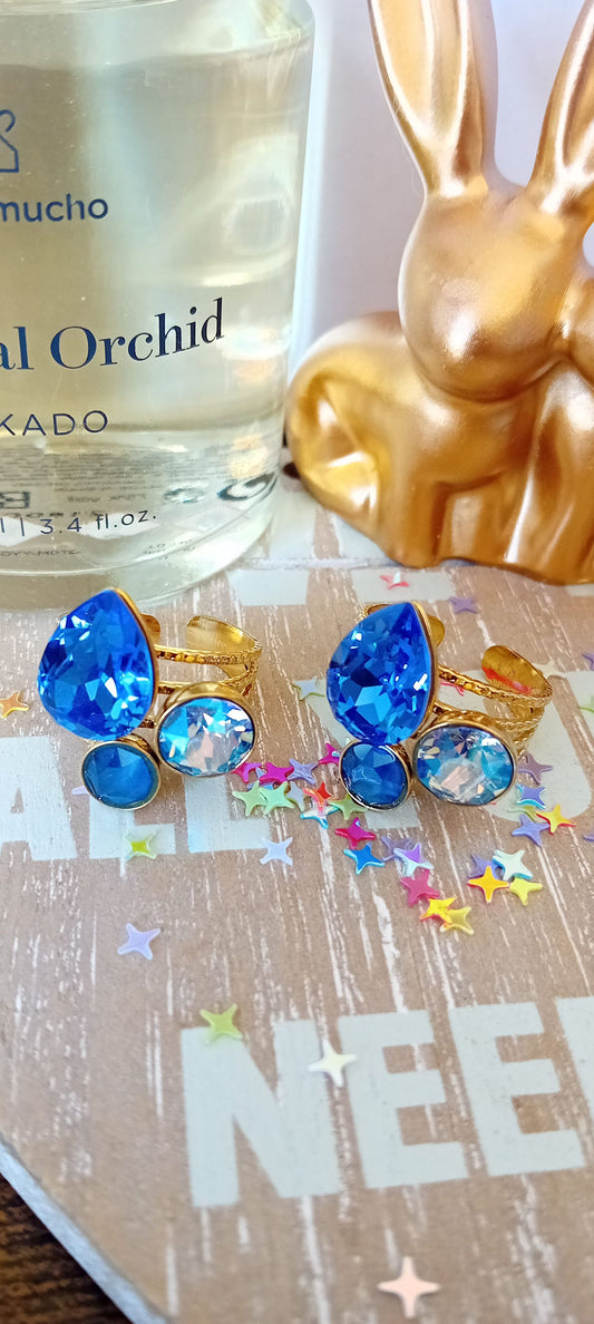Bague swarovski goutte bleu