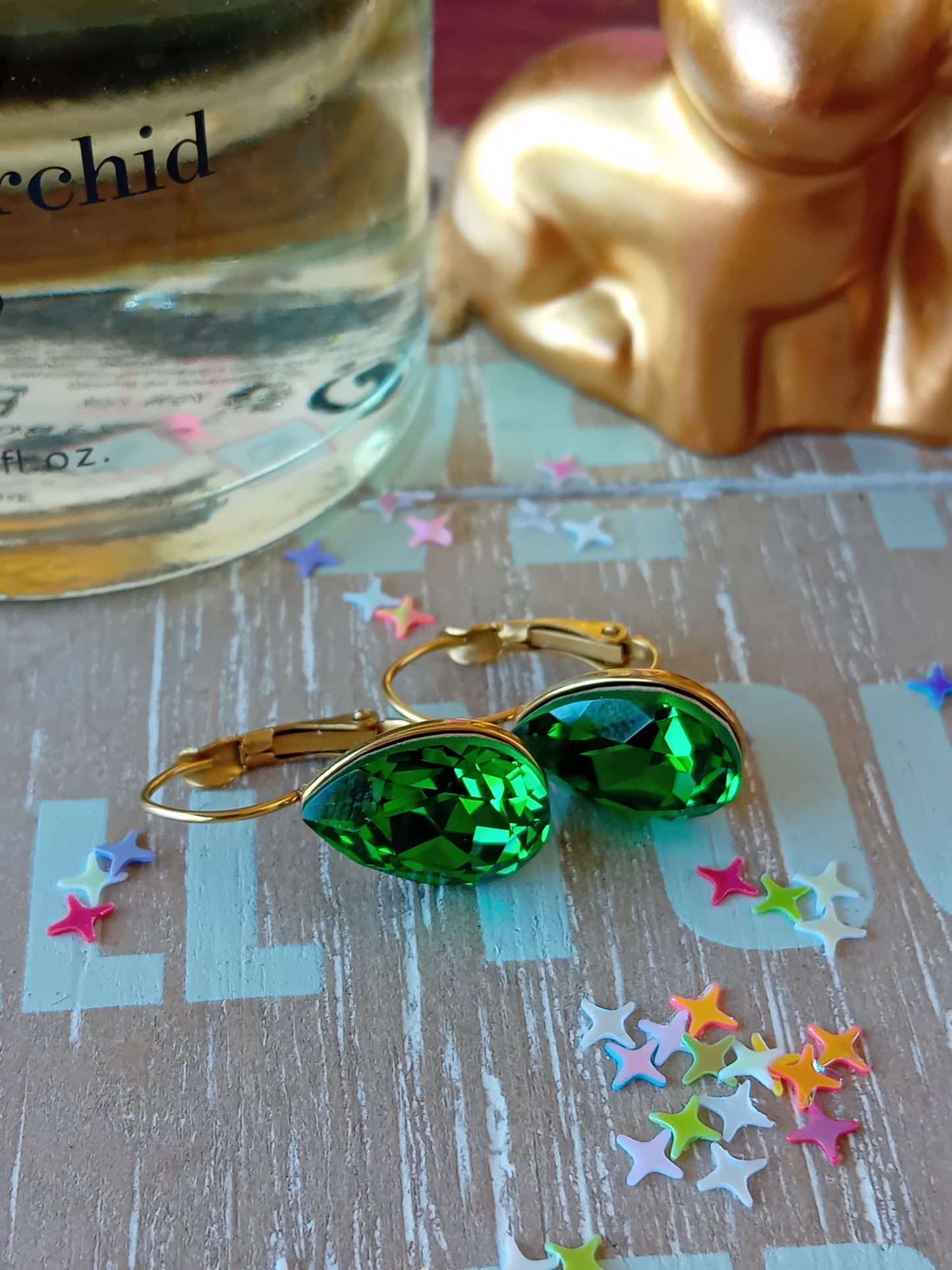 Boucle d'oreille swaroski vert