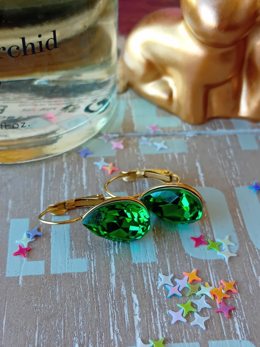 Boucle d'oreille swaroski vert