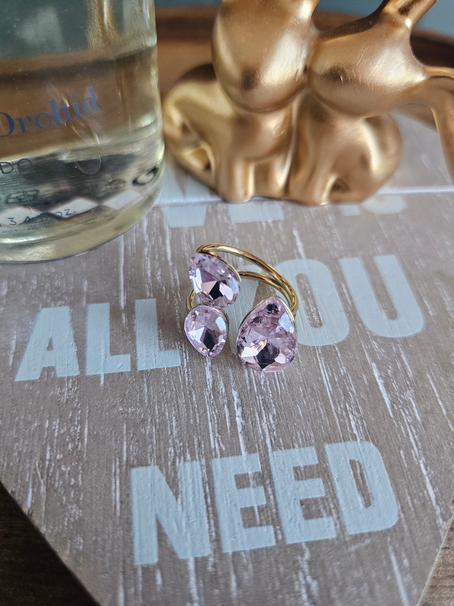 Bague cristal rose elegante
