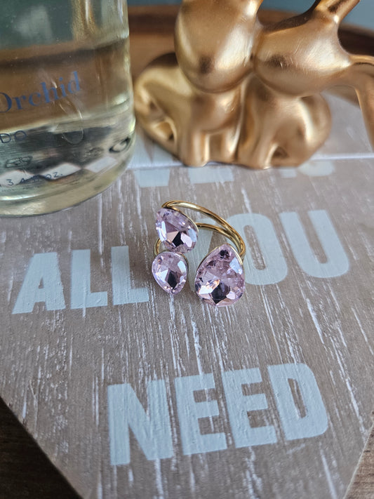 Bague cristal rose elegante
