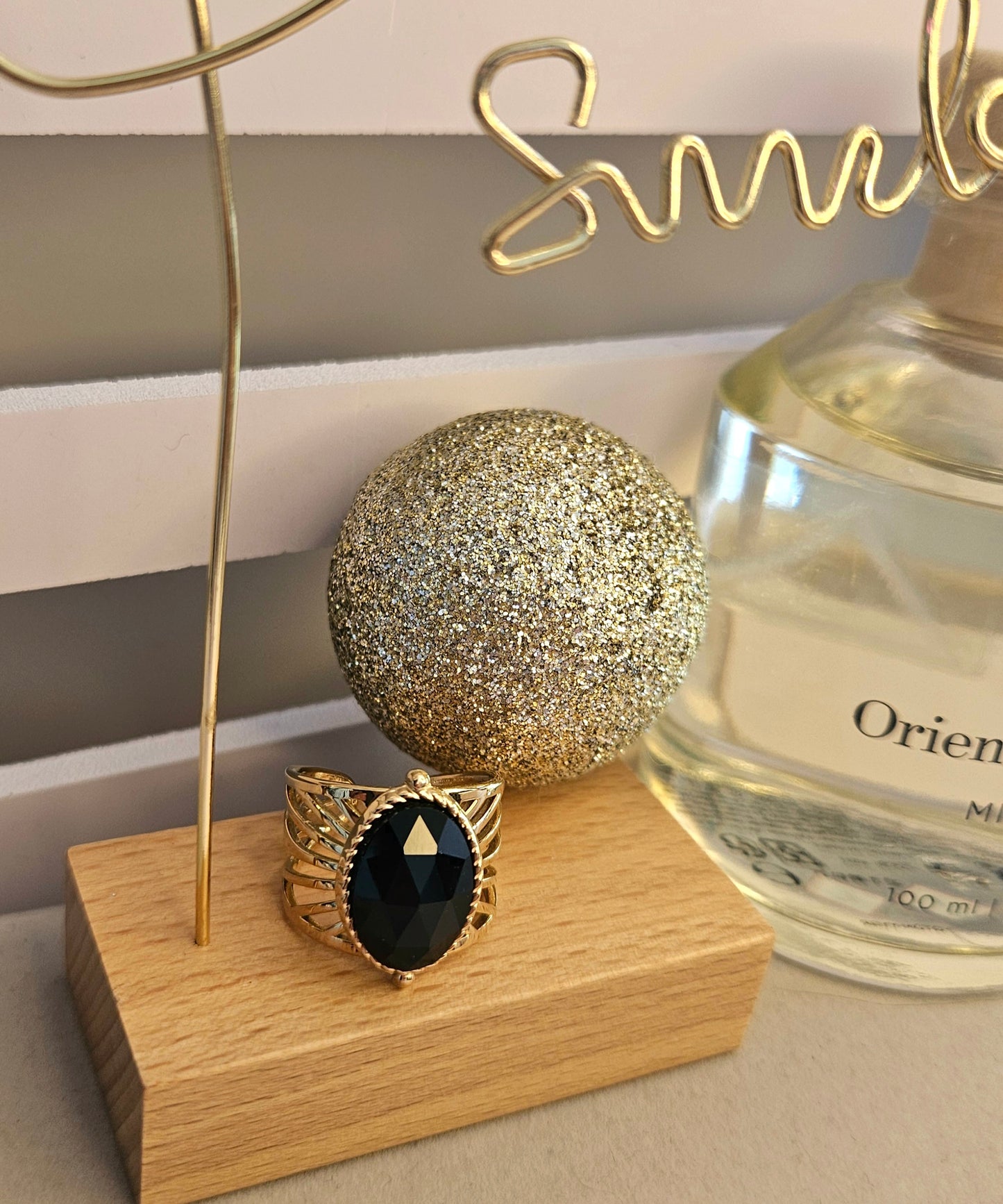 Bague pierre naturelle noire
