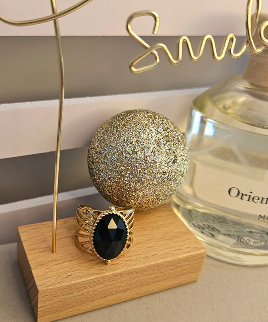 Bague pierre naturelle noire