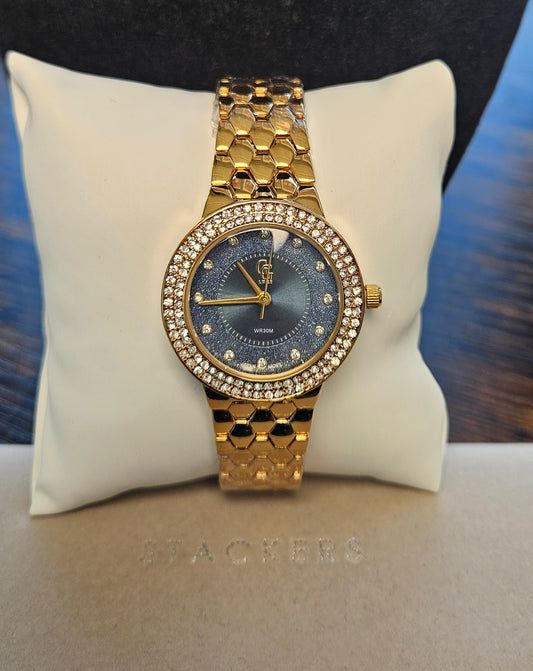 Bracelet montre fond bleu strass petit model