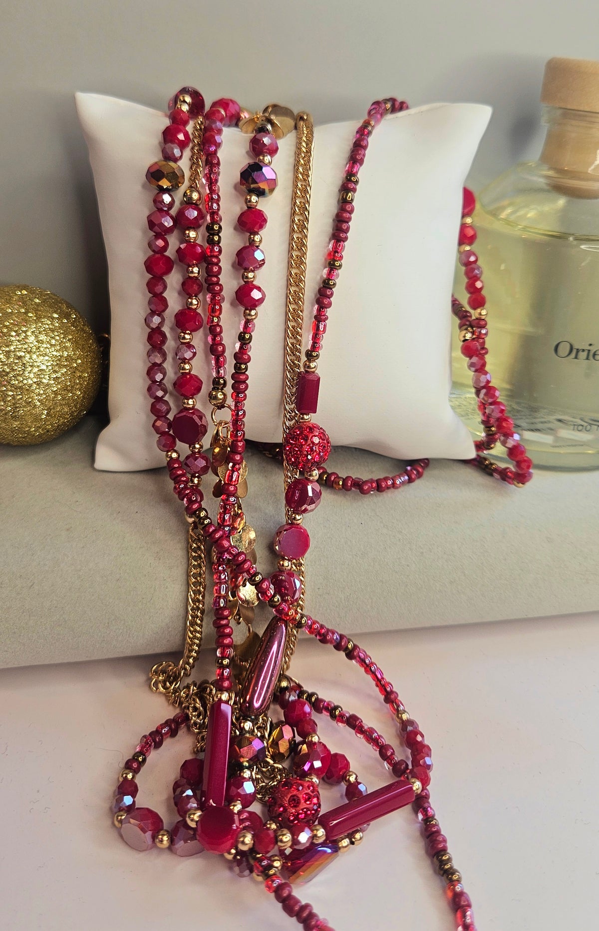 Collier sautoir cristal rouge