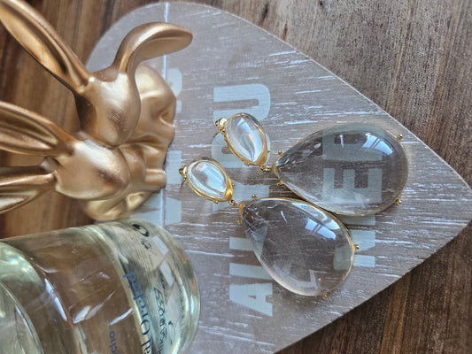 Boucles d'oreilles Champagne resine
