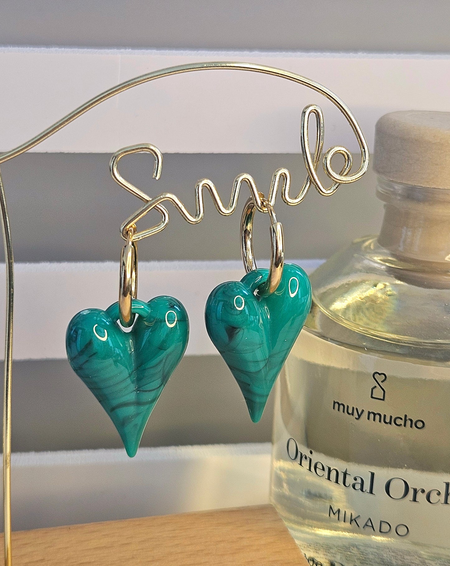 Boucles coeur vert
