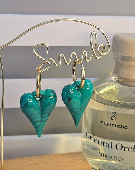 Boucles coeur vert