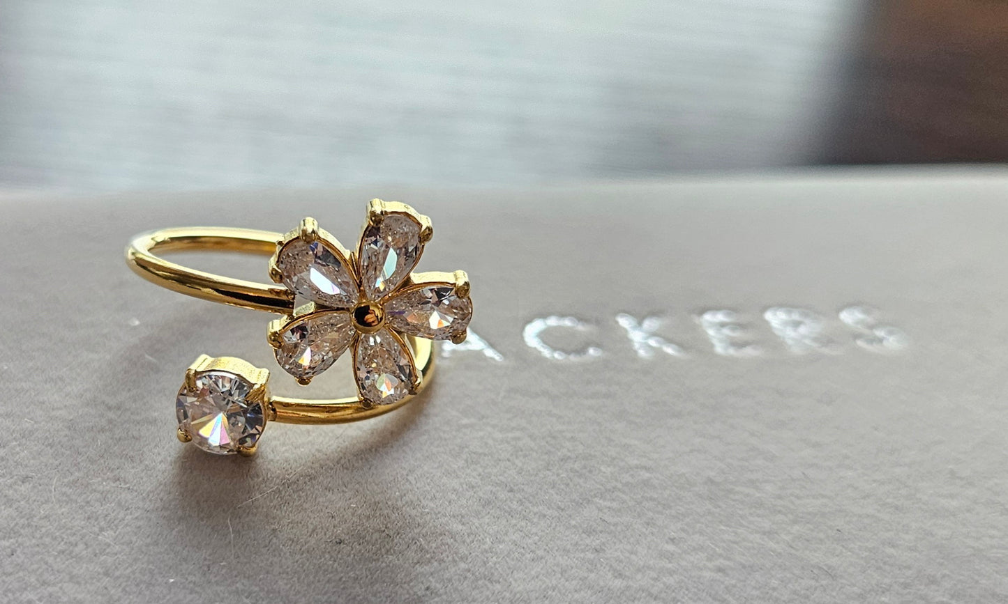 Bague fleur zirconium