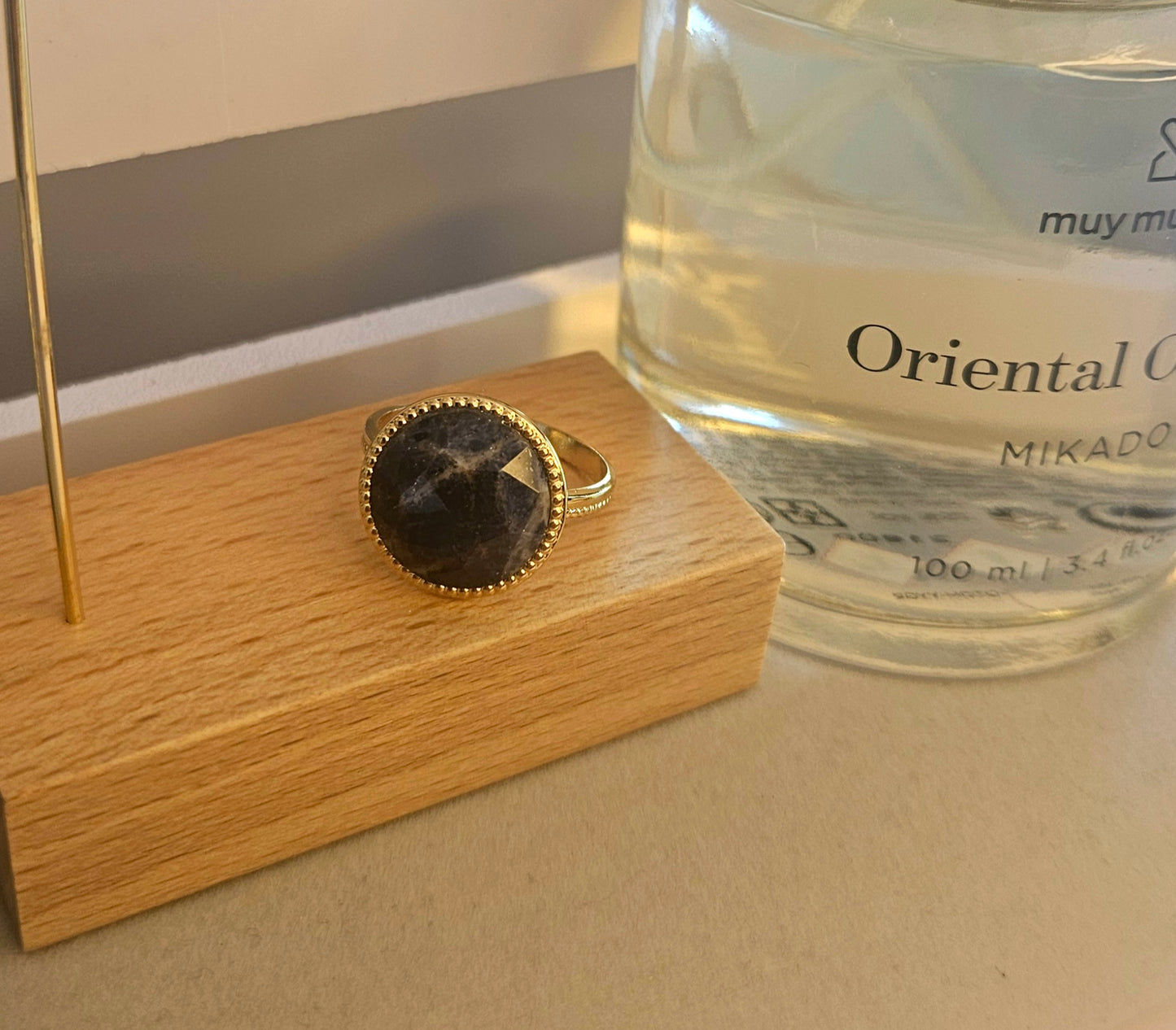 Bague pierre naturelle bleue fonce