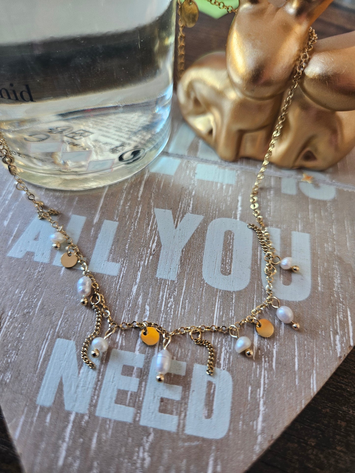 Collier perle d'eau douce et chaînette