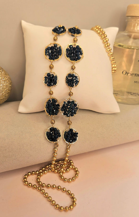 Collier sautoire perle bleu cristal
