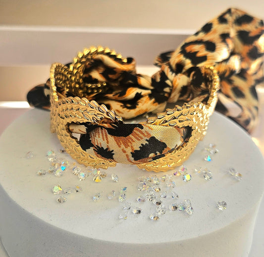 Bracelet manchette cran léopard