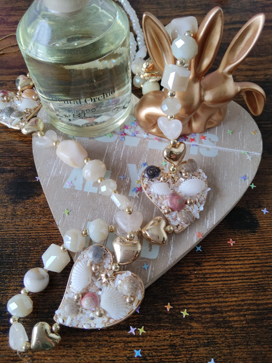 Collier sautoir cœur coquillage