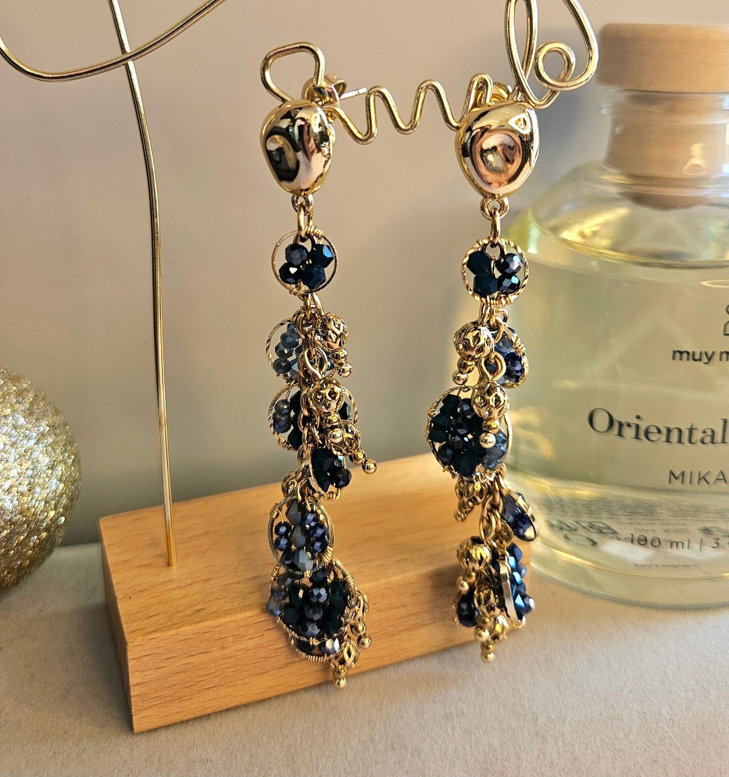 Boucles d'oreilles perles cristal bleue