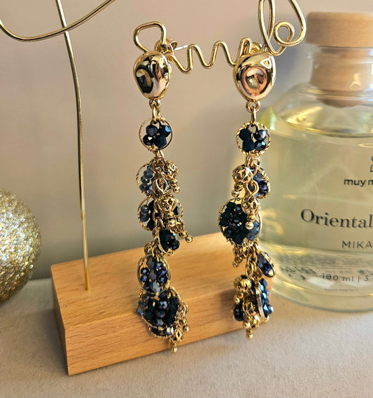 Boucles d'oreilles perles cristal bleue