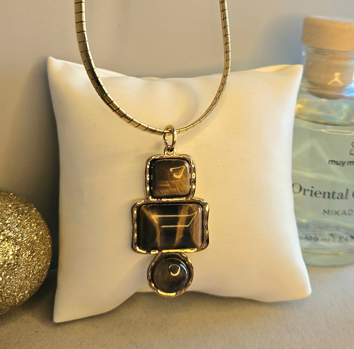 Collier oeil de tigre 3 pierres
