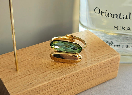 Bague cristal verte ovale