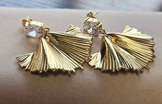 Boucles d'oreilles feuille et zirconium