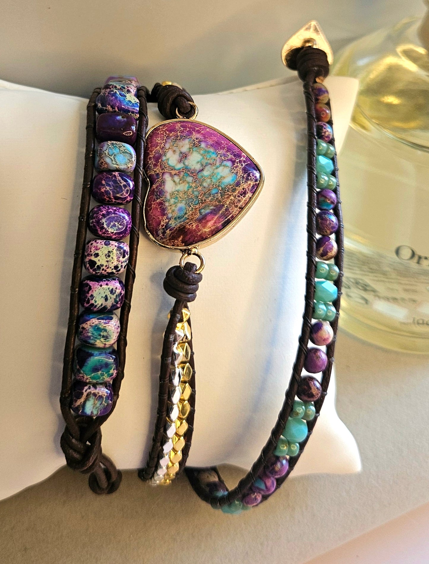 Bracelet usa coeur pierre turquoise