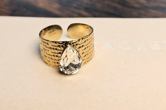 Bague cristal argent goutte