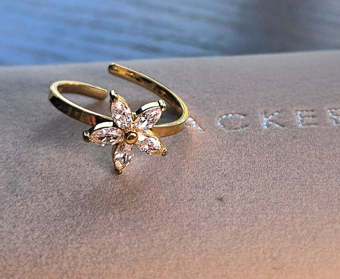 Bague fleur cristal simple