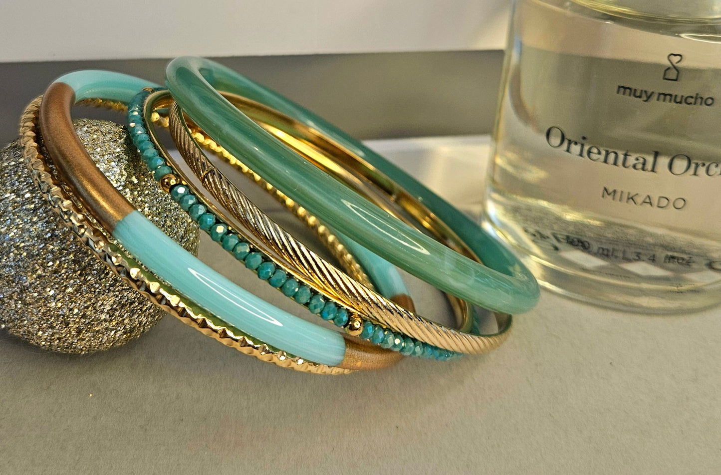Bracelet jonc vert par 5