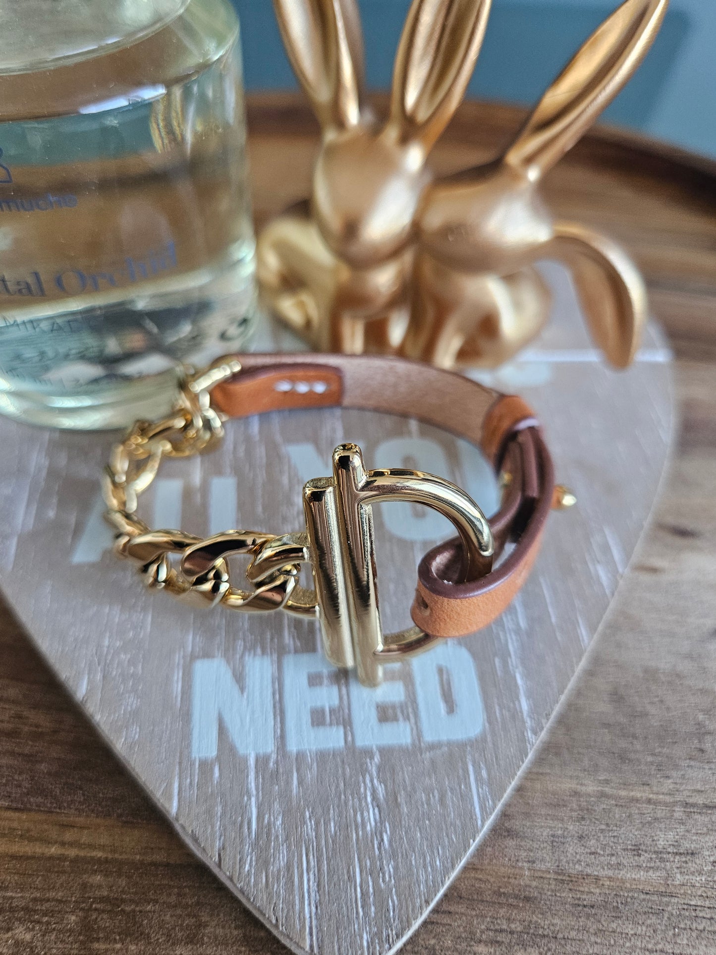 Bracelet acier cuir