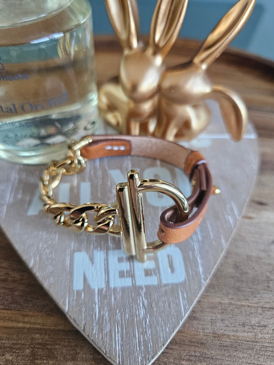 Bracelet acier cuir