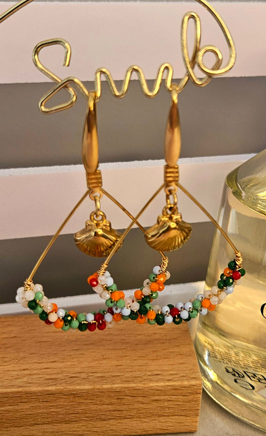 Boucles d'oreilles balance perle multicolore