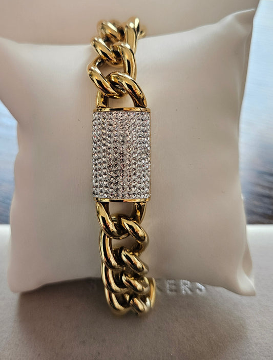 Bracelet strass grand rectangle bombé