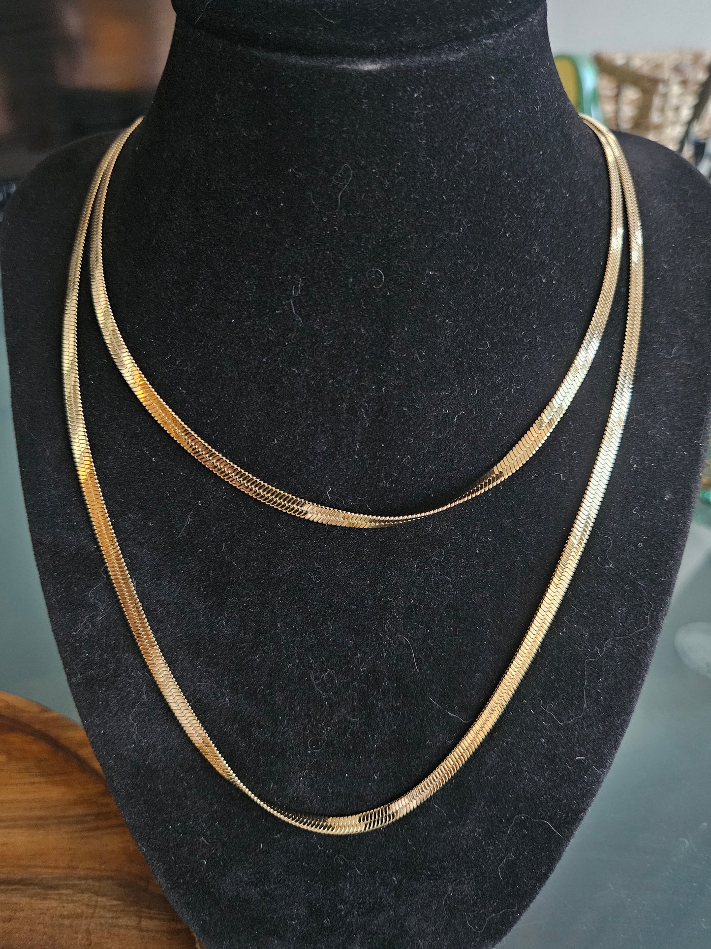 Collier sautoir simple maille serpent