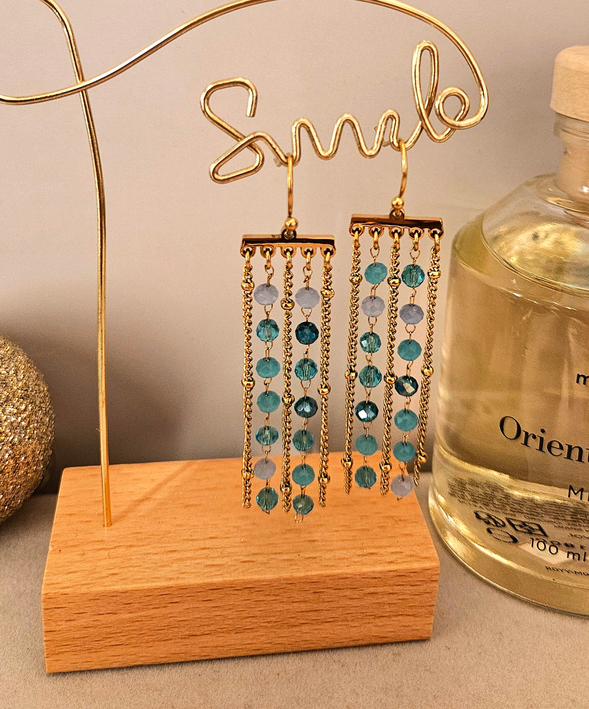 Boucles d'oreilles cristal bleue perle