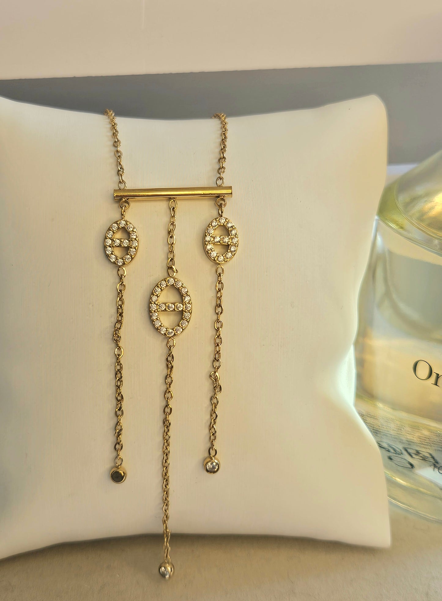 Collier 3 mailles marine chaîne