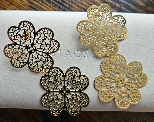 Boucles d'oreilles fleurs dentelle