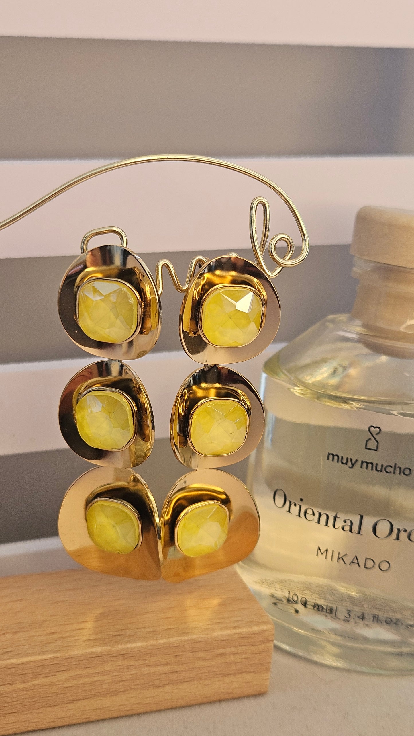 Boucles d'oreilles jaune cristal
