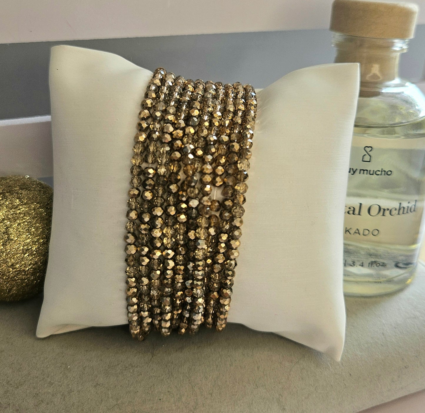 Bracelet multicouche doré élastique